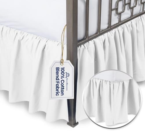White Queen Bed Skirt 18 Inch Drop with Split Corners