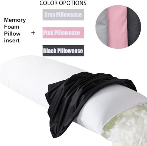 Grey Body Pillow for Adults with Shredded Memory Foam