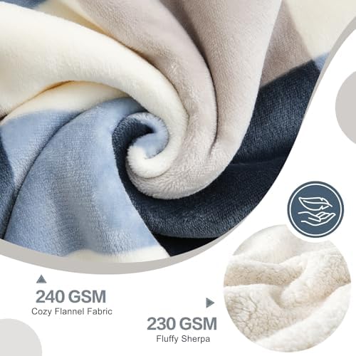 PU MEI Reversible Sherpa Fleece Throw Blanket 60 x 80