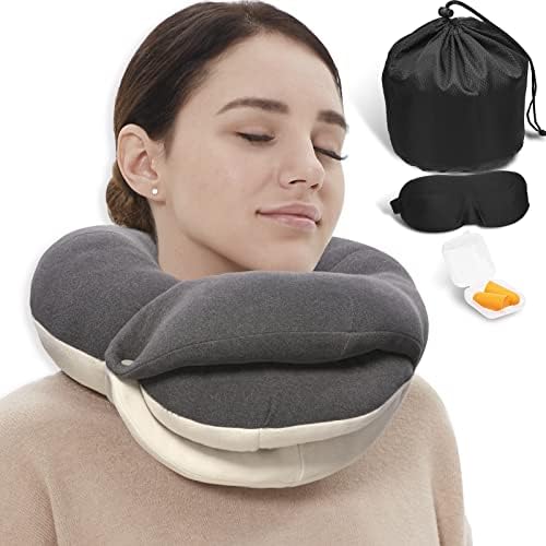 BUYUE Travel Neck Pillow with Eye Mask and Earplugs