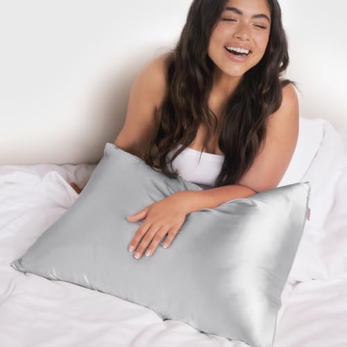 Kitsch Satin Pillowcase with Zipper - 19x26 Silver