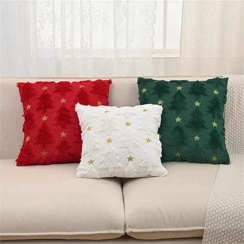 Cute Star Embroidery Christmas Tree Pillow Case