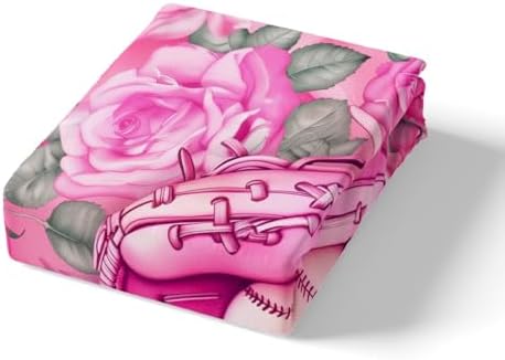 Manfei Baseball Bed Sheet Set Girly Sports Theme Twin Size