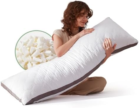 Decroom Memory Foam Body Pillow 20x54 Inch Ultra-Soft Diamond Quilted White