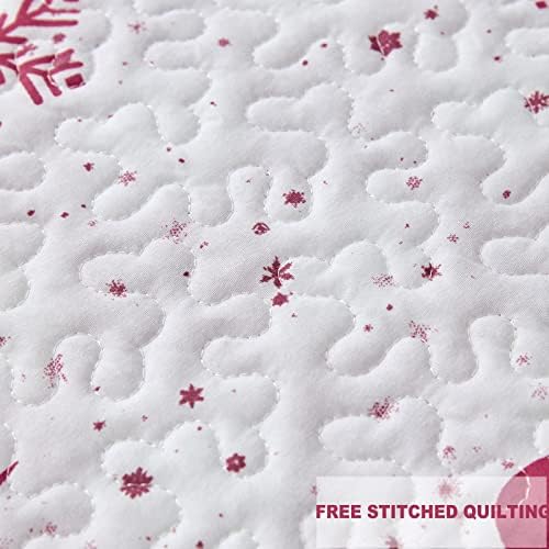 Christmas Queen Quilt Set with Reindeer Print and Pillowcases