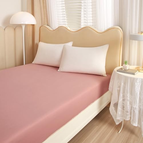 LifeTB Blush Pink Cotton Queen Fitted Sheet