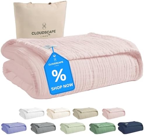 Soft 4 Layer Muslin Cotton Blanket King Size 92x108 Seashell Pink