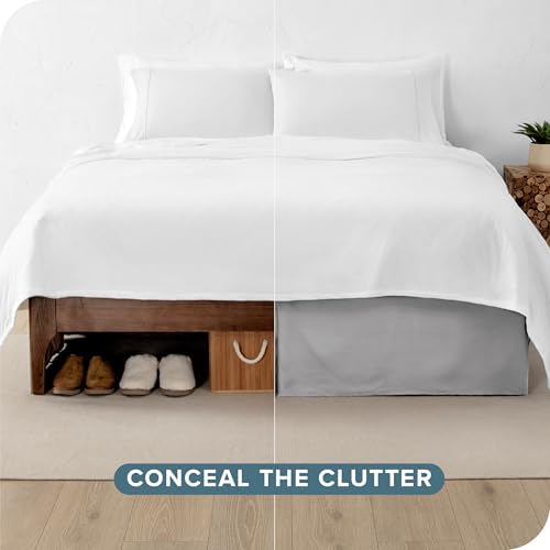 Bare Home Queen Bed Skirt 15-Inch Drop Light Grey