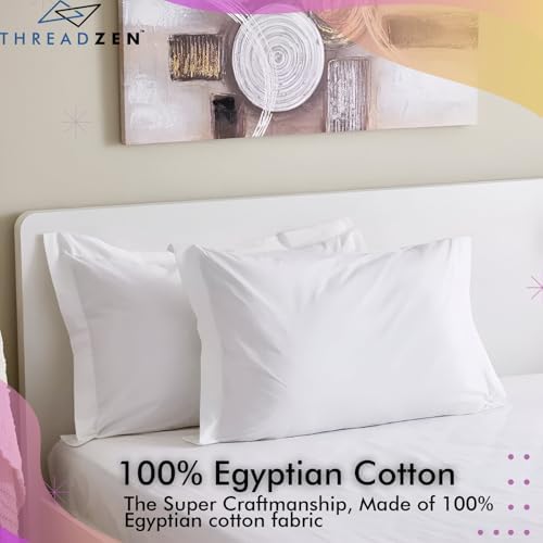 THREADZEN King Pillow Sham 20x36 Set of 2 600 TC Egyptian Cotton