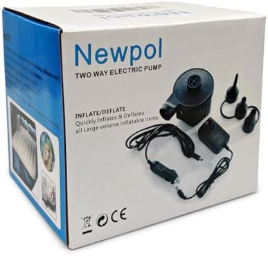 Newpol Inflatable Bed Pump with 3 Nozzle Sizes
