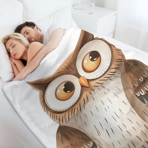 Cute Owl Design Anti-Pilling Flannel Throw Blanket 100x130cm