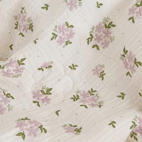 BuLuTu Purple Flower Baby Quilt for Kids Summer Crib Blanket