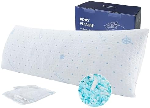 Cooling Body Pillow with Adjustable Memory Foam and Washable Cover