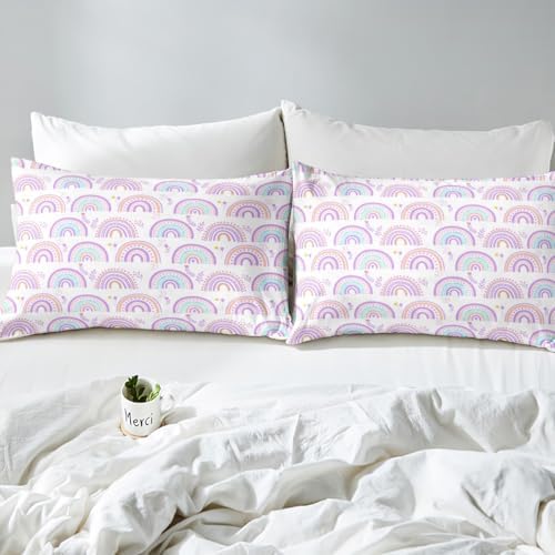 Manfei Purple Rainbow Bed Sheet Set with 1 Pillowcase