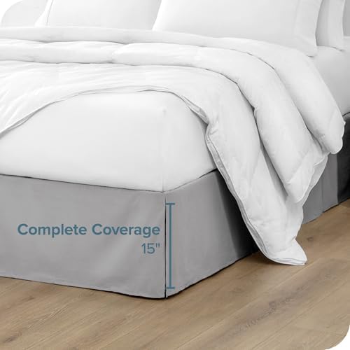 Bare Home Queen Bed Skirt 15-Inch Drop Light Grey
