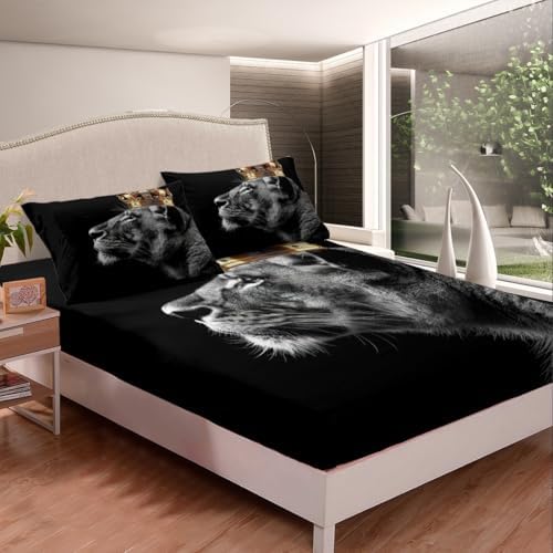 Homewish Wild Lion Twin Sheet Set with Pillowcase