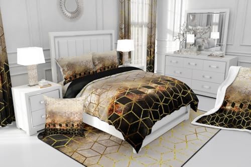 Feelyou Gold Honeycomb Plush Throw Blanket 30x40