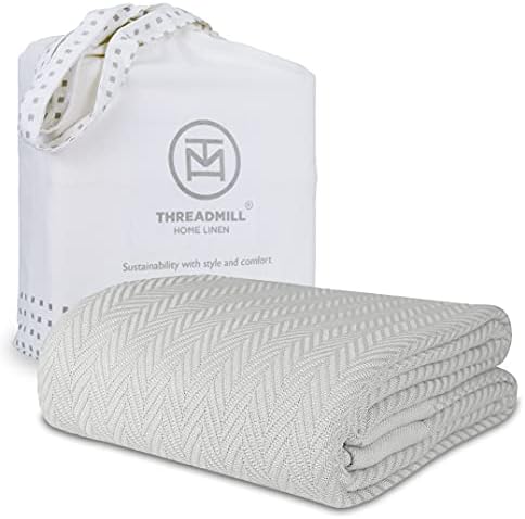 Threadmill Luxury 100 Cotton Herringbone King Blanket