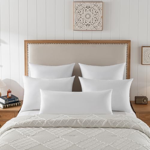 Basic Home 18x18 Down Feather Pillow Inserts Set of 2 White
