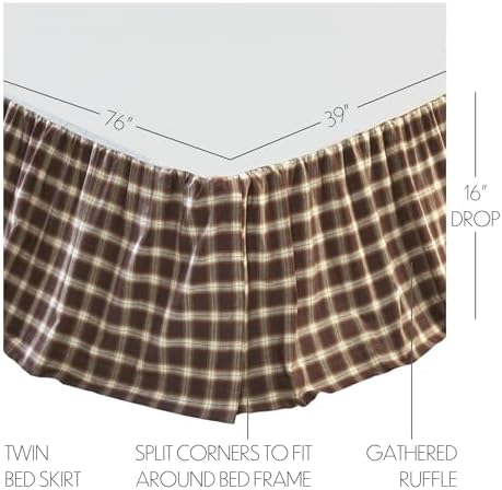 VHC Brands Farmhouse Rory Bed Skirt Twin 39x76x16 Chocolate Brown