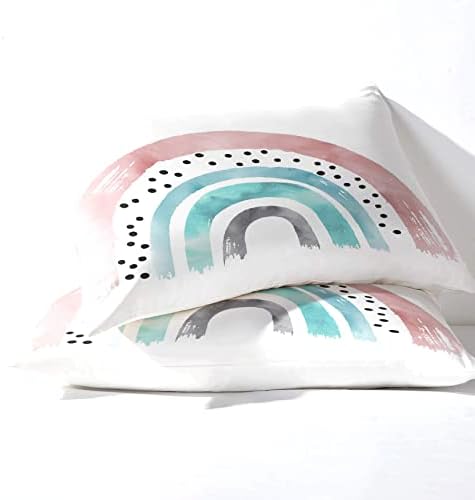 Phtbz Rainbow Pillowcase Set of 2 - Soft Reversible Kids Bed Covers
