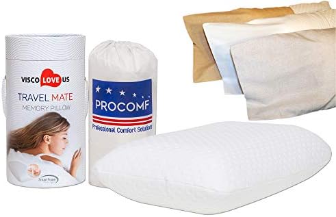 VISCO LOVE Memory Foam Travel Pillow with Covers