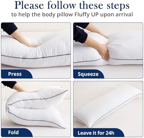 HYMOKEGE Body Pillow for Adults Fluffy Support 20x54 Light Grey