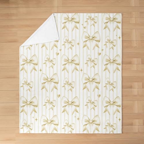 Jejeloiu Yellow Bow Fleece Throw Blanket for Kids 1