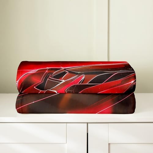 Feelyou Kids Race Car Flannel Throw Blanket 60x80 Red