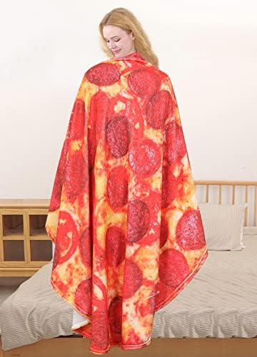 BENEDICT Pizza Blanket - 60 Ultra Soft Flannel Throw with Tomato Sausage Print 1