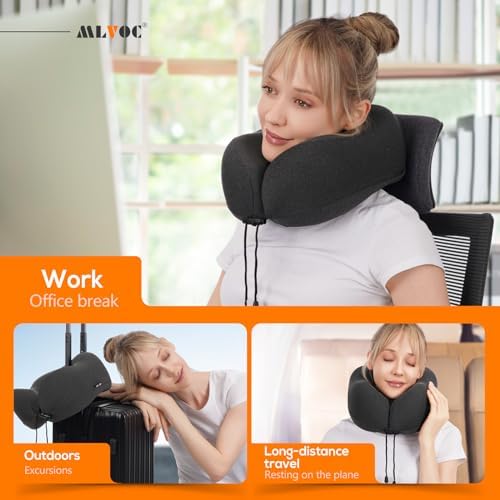 MLVOC Travel Pillow with Memory Foam and Luxury Bag