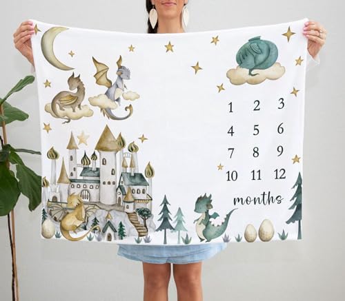 Yuzioey Dragon Milestone Blanket for Baby Growth Tracking