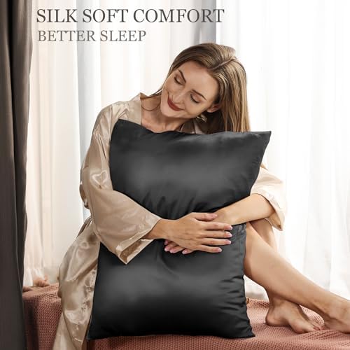 Adubor Silk Pillowcase - 23 Momme 900 Thread Count Black 1PC