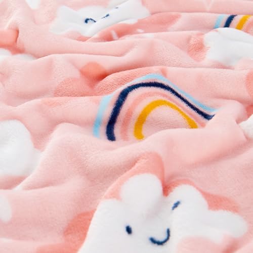 SOCHOW Pink Cloud Print Fleece Throw Blanket for Kids 1