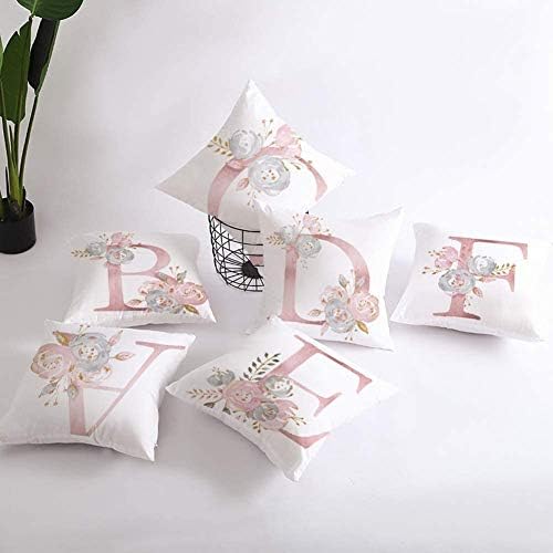 AHAHM Throw Pillow Cover with Letter H 18x18 Inch Soft Floral Design