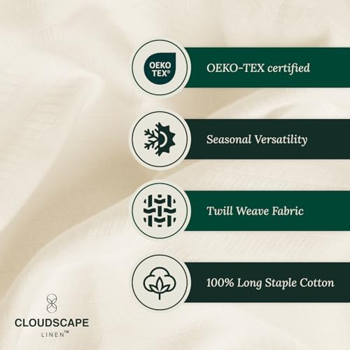 Cloudscape Linen 100 Cotton Queen Blanket Herringbone Pattern Ivory 92x92