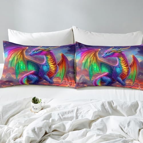 Castle Fairy Western Dragon Twin Sheet Set with Pillowcase