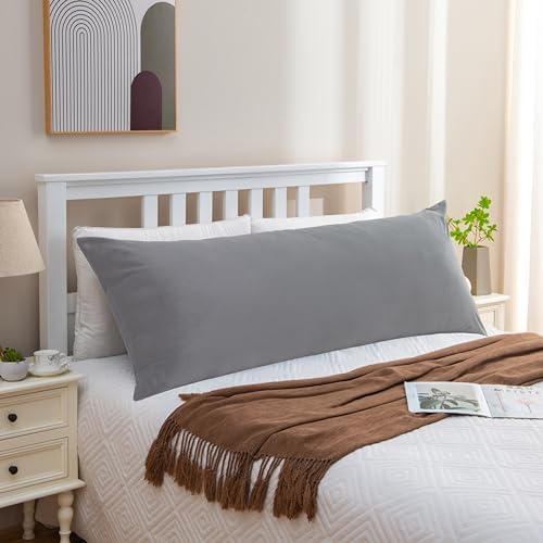 Grey Body Pillow for Adults with Shredded Memory Foam