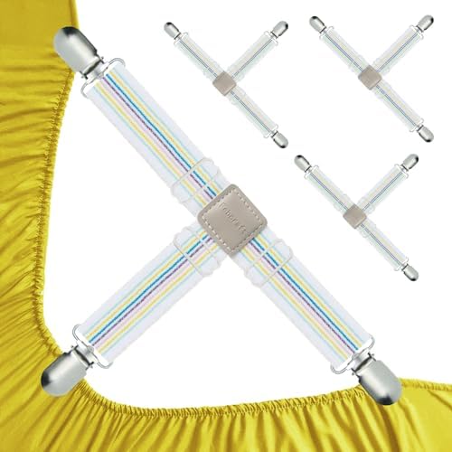 Febcraft 4 Pcs Adjustable Sheet Straps with PU Leather Clamps