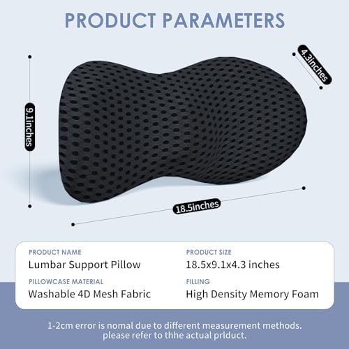 Ergonomic Memory Foam Lumbar Pillow for Office and Car Use