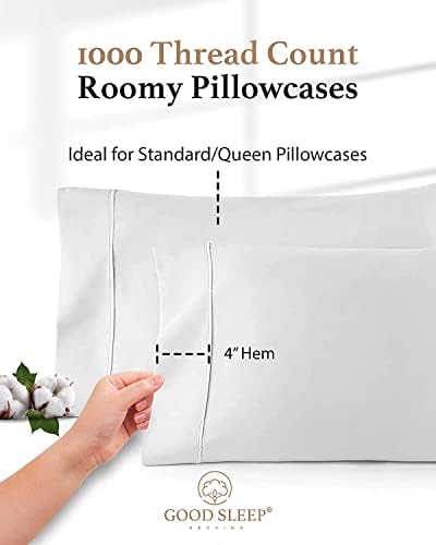 Good Sleep Bedding 1000 TC White Pillowcases Set of 4