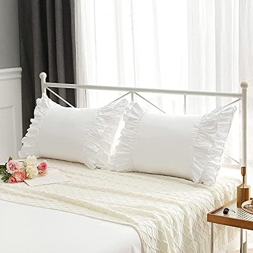 White Ruffled Pillow Shams 2-Pack King Size 20x36
