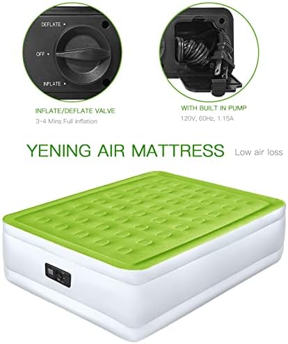 YENING Full Size Air Mattress with Built In Pump