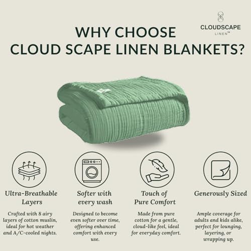 Cloudscape Linen Soft 8 Layer Cotton Muslin Blanket King Size
