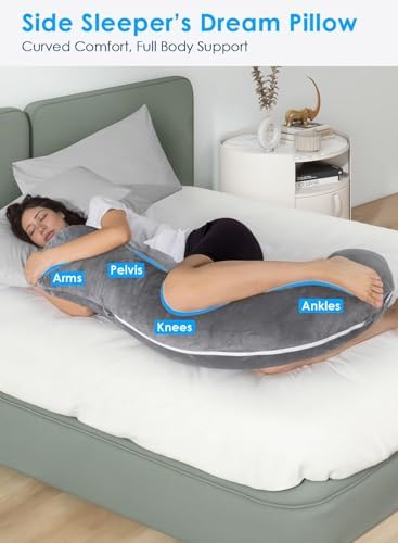 QUEEN ROSE S-shaped Body Pillow with Velvet Case Grey