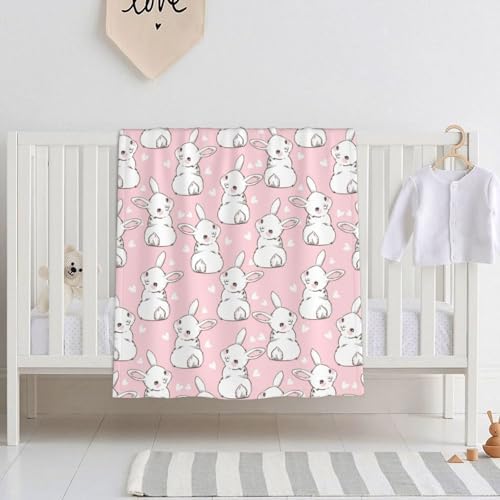 Easter Bunny Blanket 30x40 - Flannel Fleece Throw for Kids