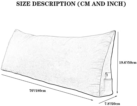 ZZYK Triangular Headboard Pillow Soft Large Bolster with Removable Cover Grey 70180cm 1