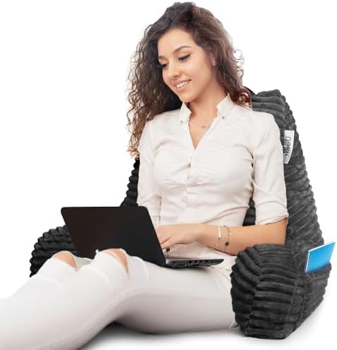 Nestl Reading Pillow with Shredded Memory Foam Dark Grey