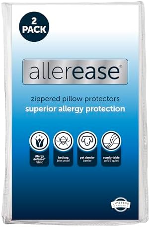 Aller-Ease Set of 2 Pillow Protectors - Moisture Wicking Allergy Free
