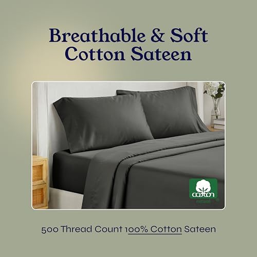 California Design Den Twin XL Cotton Sheets Set - Grey
